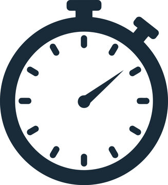 Simple Black Stopwatch Icon on White Background