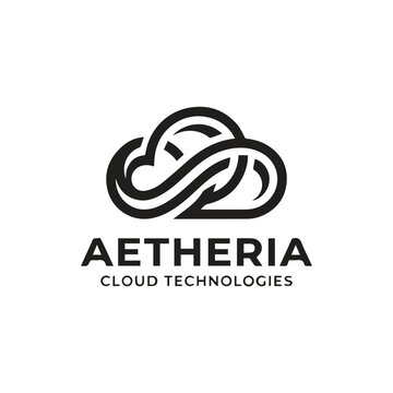Aetheria cloud technologies modern tech logo design with technology, computing