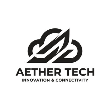 Aether tech cloud computing technology logo design with technology, computing