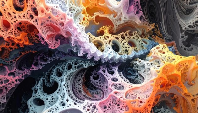 Colorful abstract fractal pattern with organic sponge-like textures.
