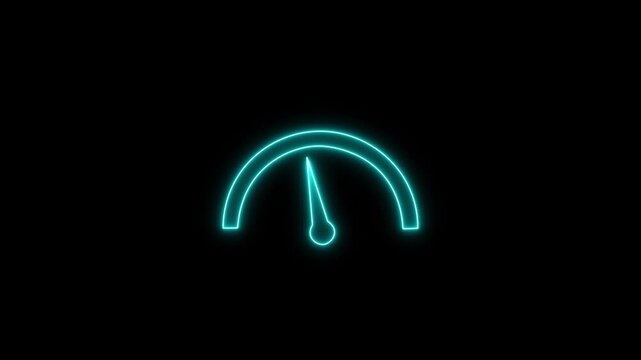 Digital symbols at the speedometer. Car mileage, measuring kilometers. Circle speed control. Animation of glowing neon Electric Car Speedometer. motion graphic of speed meter concept.