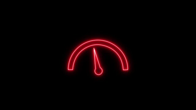Digital symbols at the speedometer. Car mileage, measuring kilometers. Circle speed control. Animation of glowing neon Electric Car Speedometer. motion graphic of speed meter concept.