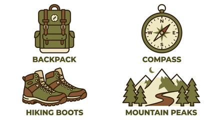 Obraz premium Hiking Backpack and Navigation Tools.