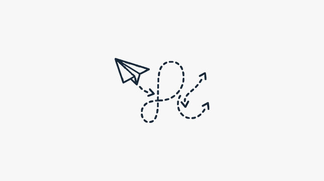 Paper airplane flying on a dotted line path.