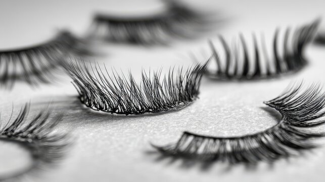 Lash curl intensity false eyelashes macro photography black and white artistic composition professional beauty products closeup texture details