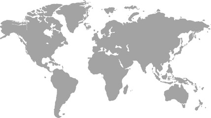 Fototapeta premium Grey world map. Vector illustration in white backgrpund