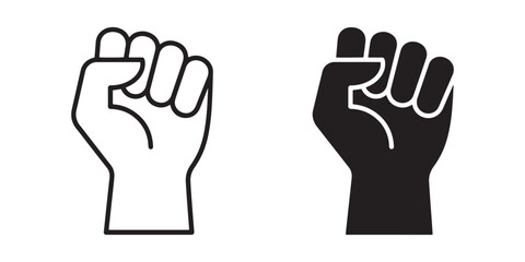 Fototapeta premium Raised fist icons in black and white Vector, illustration