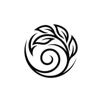 Abstract swirl floral circular decorative element with decorative, ornament