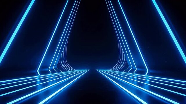 Blue neon light tunnel