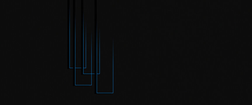 Abstract blue light pipe speed zoom on black background technology vector illustration featuring glowing neon lines for futuristic digital connectivity and big data concepts.