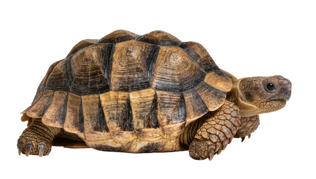 African Spurred Tortoise with detailed shell and scaly skin