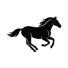 Fototapeta premium Silhouette of a galloping horse facing right with galloping, silhouette