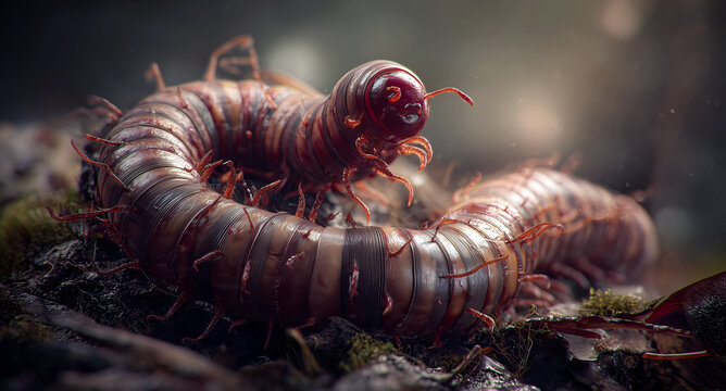 A millipede insect. An illustration on the theme of insects and the animal world.