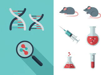 Naklejka premium Medical Research Laboratory Equipment Icons.