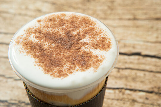 Cappuccino in a takeout cup