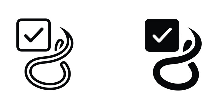 Set of checkmark and abstract swirl icons for user interface design and task completion status