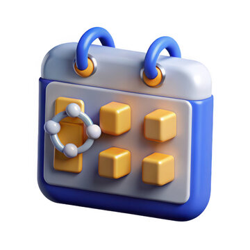 3D Calendar Icon with Planning Elements and Circular Notifier for Scheduling Concepts Isolated on transparent background