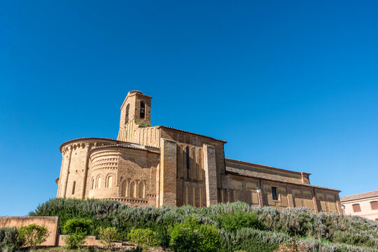 Romanesque-Mudejar Exterior and Monumental Chevet of the Church of San Gervasio y San Protasio Built with Brick during the 13th Century, Located in Santervas de Campos, Valladolid, Castilla y Leon