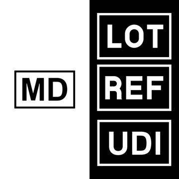 MD LOT REF UDI Medical Black sign Vector Sign