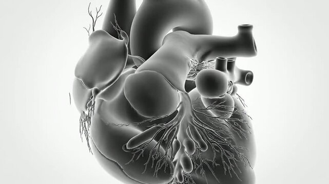 3D Cross-Section Visualization Of The Human Heart Anatomical Structures And Blood Flow Pathways Ideal For Medical And Educational Use