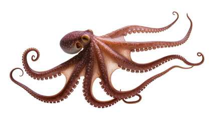 Brown octopus with eight tentacles spread out, showing suckers © Cressida