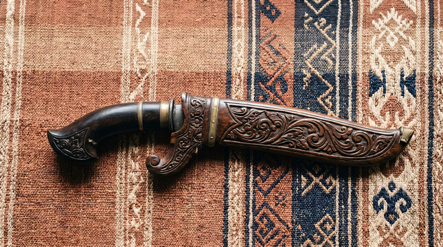 Authentic Bugis badik dagger presented in a premium heritage composition ideal for tourism campaigns, museum publications, cultural branding, and educational content.