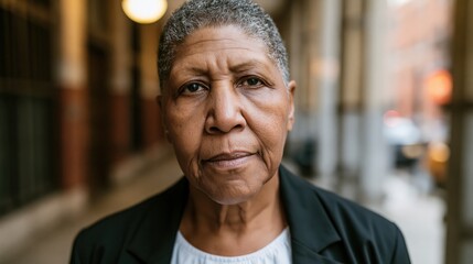 Obraz premium Sandwich Generation Middle Aged African American Woman Hallway