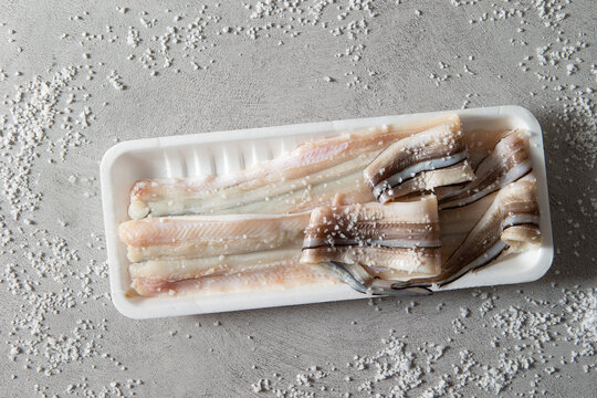 Raw eel with bones and thorns removed
