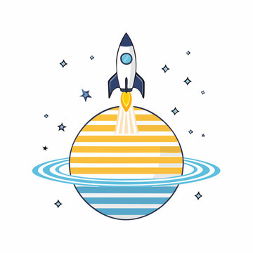 Rocket Launching from a Striped Planet with Rings