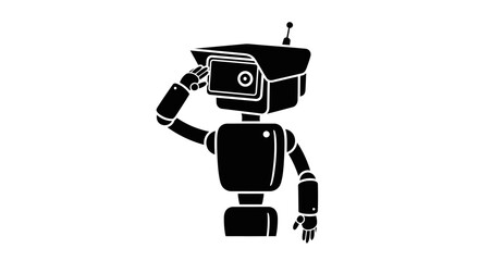 Fototapeta premium Robot with security camera head saluting
