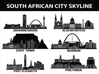 Obraz premium South African city skylines black set
