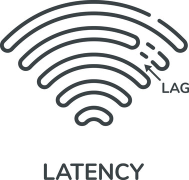 Latency icon illustrates a common technical delay issue in wireless network signal transmission speed.
