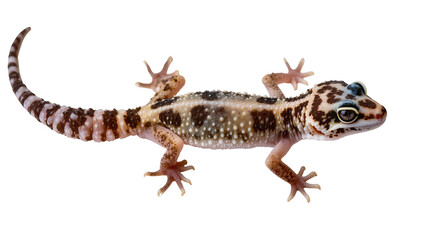Fototapeta premium Leopard gecko reptile with spotted pattern and banded tail