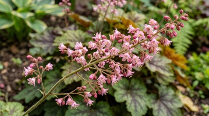 Fototapeta premium Close-up view of blooming pink meadowsweet flowers in natural sunlight.