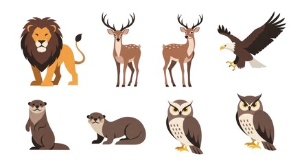 Obraz premium Wildlife animals with different creatures.