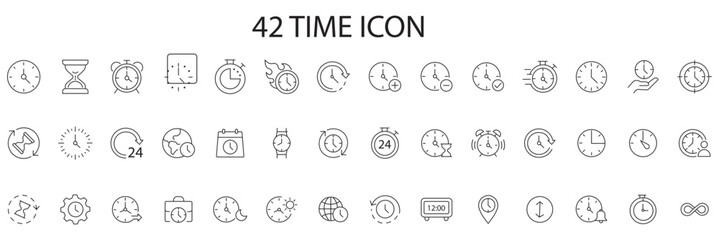 Time thin line icon collection for scheduling, productivity and time management concept. Editable stroke. Pixel perfect. © Top