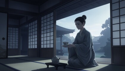 Fototapeta premium 侍の時代の情景 歴史・和風イラスト素材