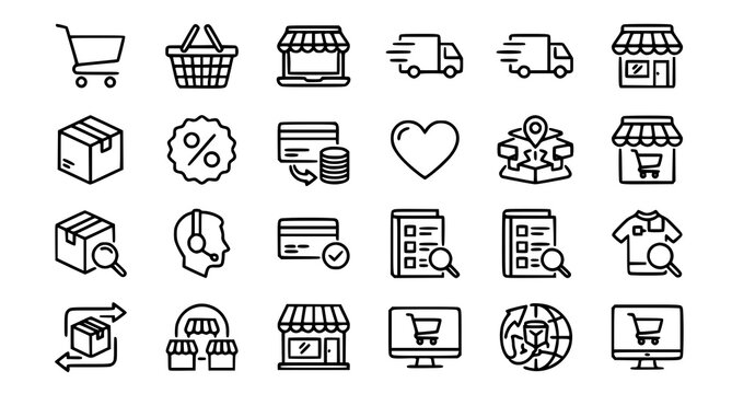 E commerce and online shopping icons set