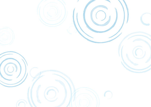 薄い水色で描かれた手書き風の水輪が広がる夏の涼しさと清涼感をイメージした和風のコピースペース付き背景イラスト素材