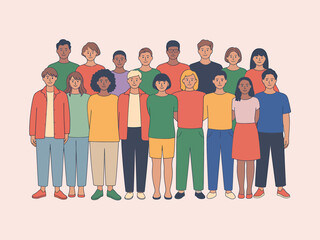 Obraz premium Diverse People Standing Together in Casual Attire