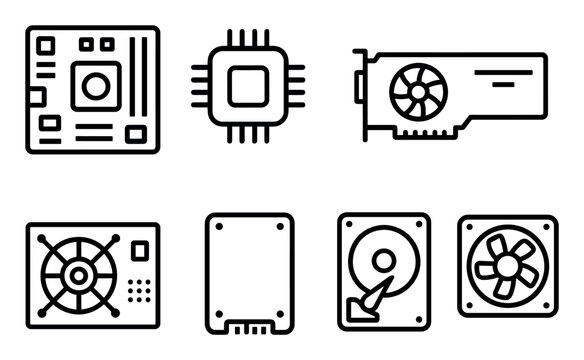 Technology icons with motherboard chip drive outline