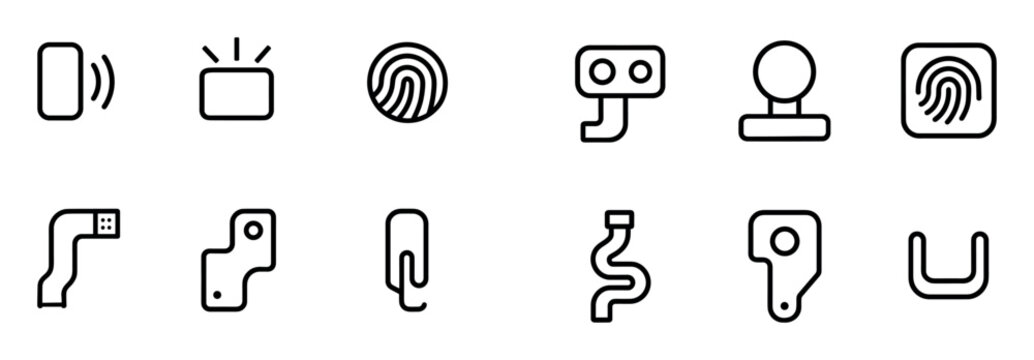 Technology icons with phone fingerprint and usb outline