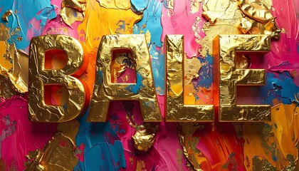 Fototapeta premium Vibrant colorful background with gold text.