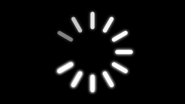 White glow loading spinner with fading dots on black progress .animated circle loading gif video icon animation