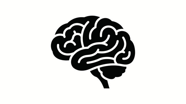Black and white illustration of a brain.