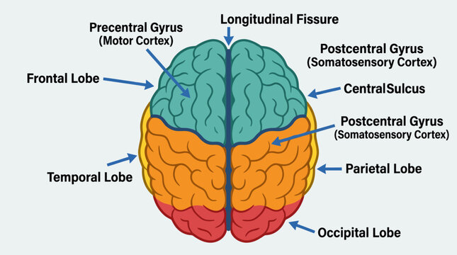 Anatomy of the human brain lobes.