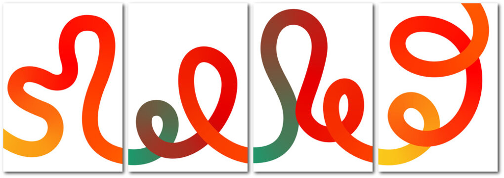 Colorful Abstract Swirls and Loops  Isolated on Transparent Background