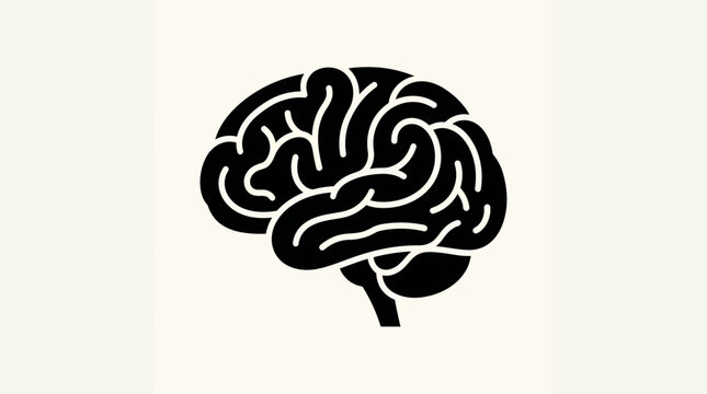 Black and white illustration of a brain.