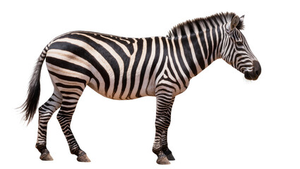 Zebra standing profile view black and white stripes © Isadora