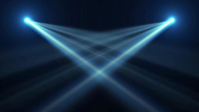 Cinematic blue spotlight concert stage lights beam background for Music Festival Stage and Party Events.